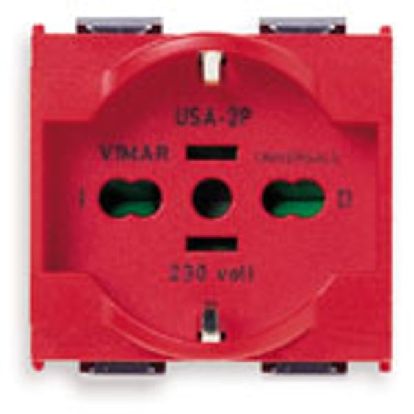 2P+E 16A universal outlet red image 1