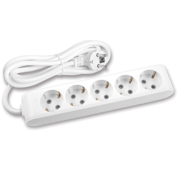 X-tendia White Five Gang Earth Socket with Cable CP image 1