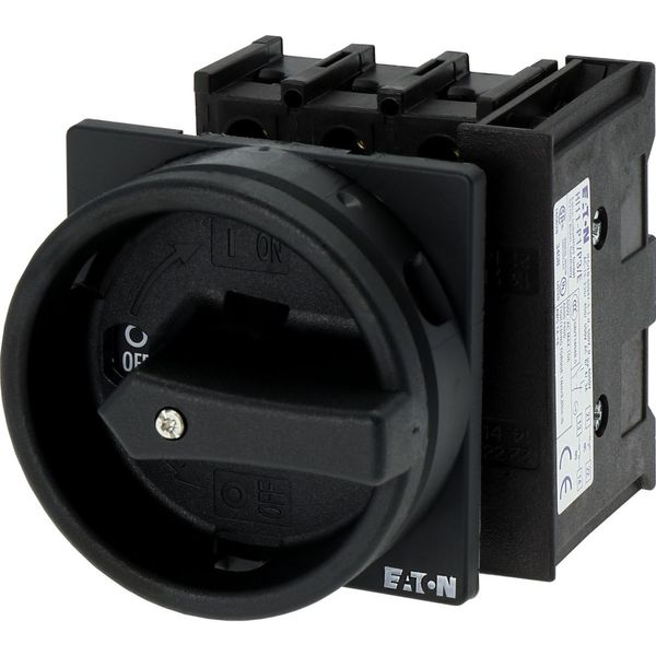 Main switch, P1, 25 A, flush mounting, 3 pole, 1 N/O, 1 N/C, STOP function, With black rotary handle and locking ring, Lockable in the 0 (Off) positio image 20