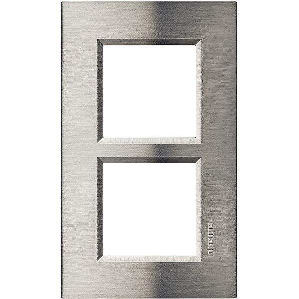 LL - cover plate 2x2P 57mm brushed steel image 1