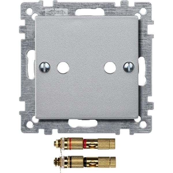 Central plate with high-end loudspeaker connector, aluminium, System M image 2