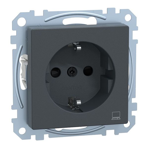 SCHUKO socket with computer marking, touch protection, plug-in terminals, anthracite, system M image 1