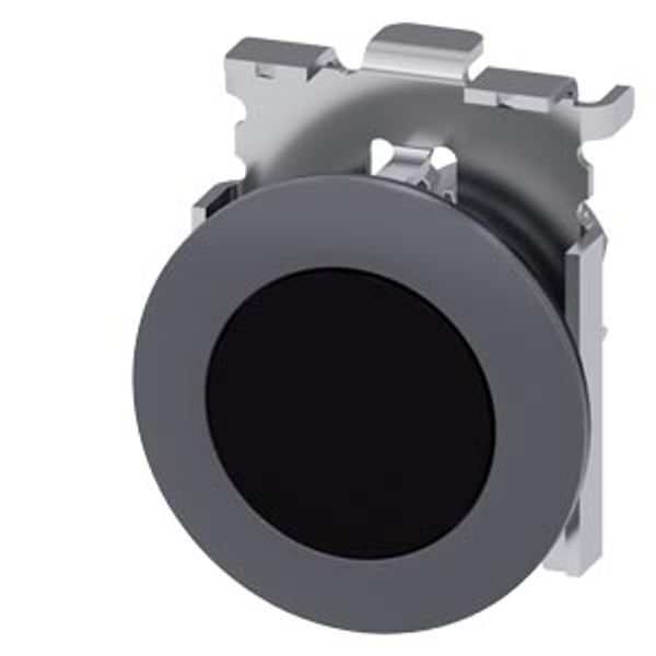 Pushbutton, 30 mm, round, Metal, matte, black, front ring for flush installation, latching, Push-to-release mechanism,  3SU1060-0JA10-0AA0-Z Y19 image 2