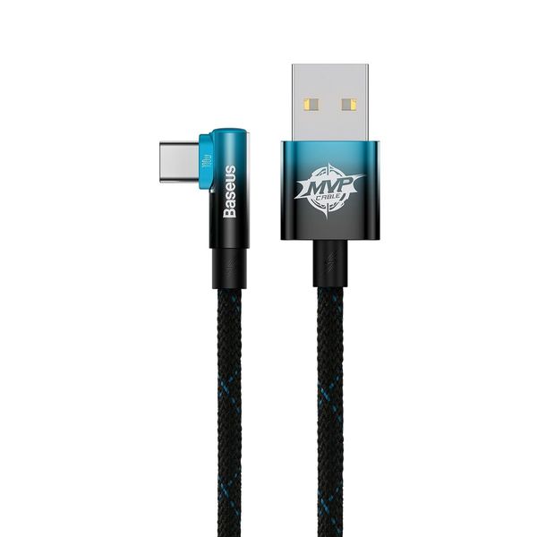 Cable USB A Plug - USB C Plug 90° Angled 1.0m 100W, Blue / Black MVP ElbowBASEUS image 4