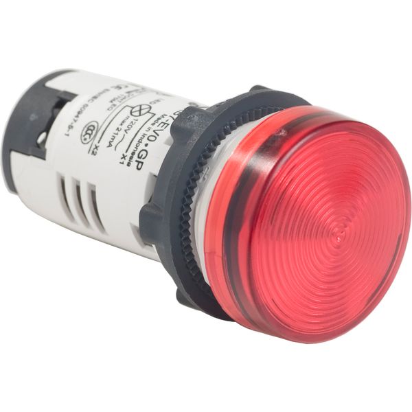 Harmony XB7, Monolithic pilot light, plastic, red, Ø22, integral LED, 110...120 V AC image 1