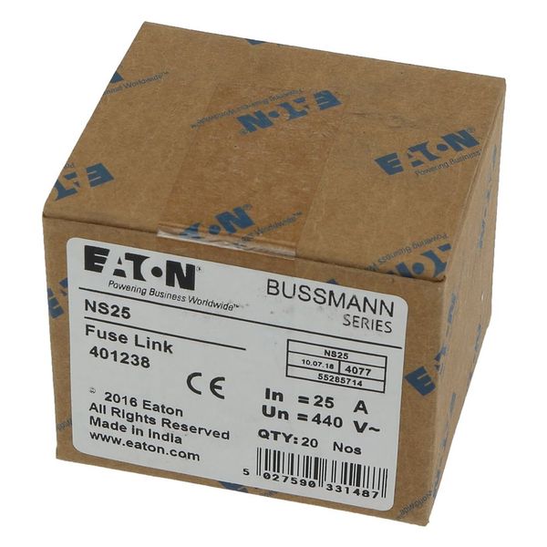 Fuse-link, low voltage, 25 A, AC 440 V, BS88/F1, 15 x 62 mm, gL/gG, BS image 12