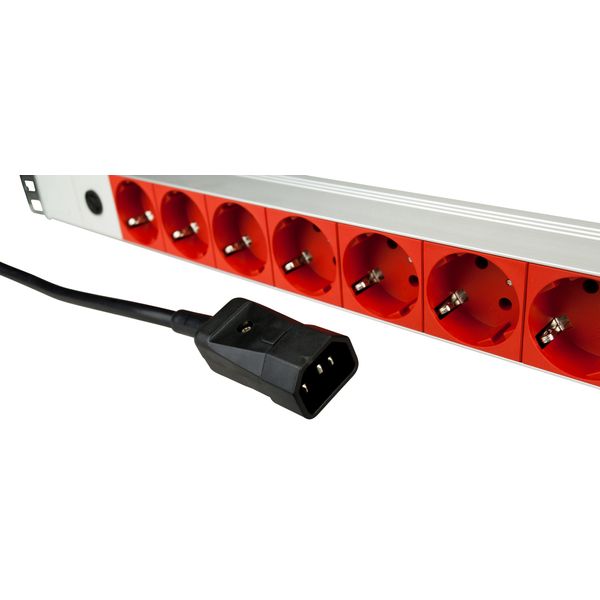 19" PDU for UPS, 8xSchuko Red, 2m-cable with C14 image 3
