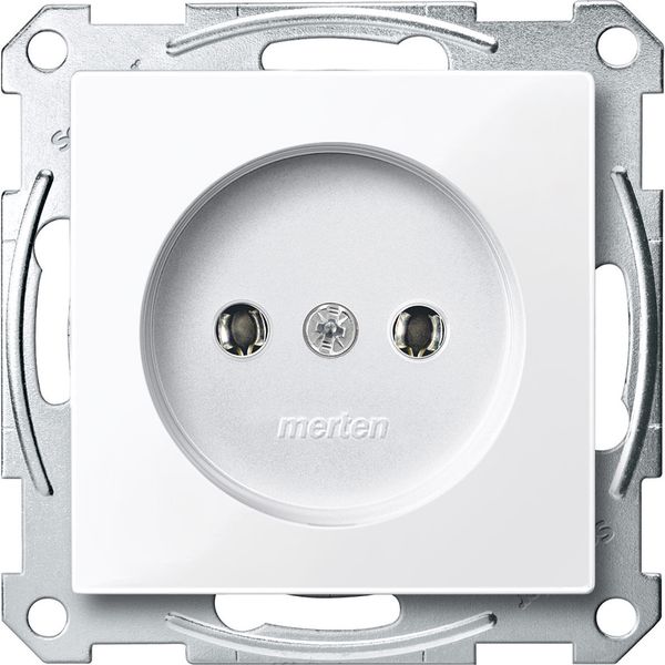 Socket-outlet w/o earth. contact, screw term., active white, glossy, System M image 1