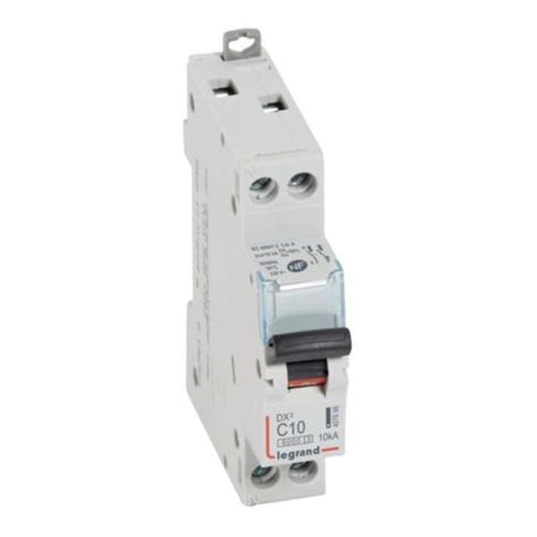 DX³6000 10kA high inlet and low outlet U+N screw circuit breaker 230V~ - 10A - curve C - 1 module image 1