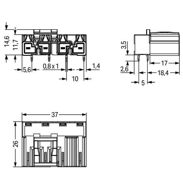 Plug for PCBs angled 4-pole white image 5