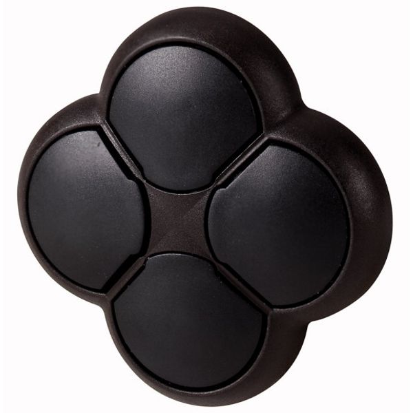 Position pushbutton, RMQ-Titan, Actuators non-flush, momentary, 4-fold, opposing pushbuttons not mechanically interlocked, Bezel: black image 1