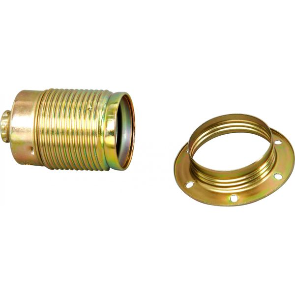 Lampholder+ring E27 metall brass image 1