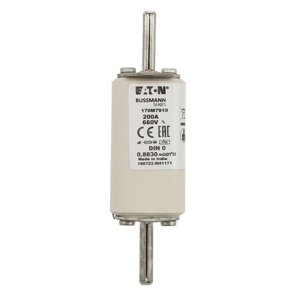 Fuse-link, high speed, 200 A, AC 660 V, DIN 0, aR, DIN, IEC, single indicator, live gripping lugs image 22