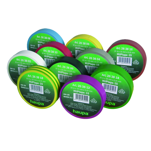 Electrical insulation tape 15 mm x 10 m rainbow pack of 10 rolls image 1