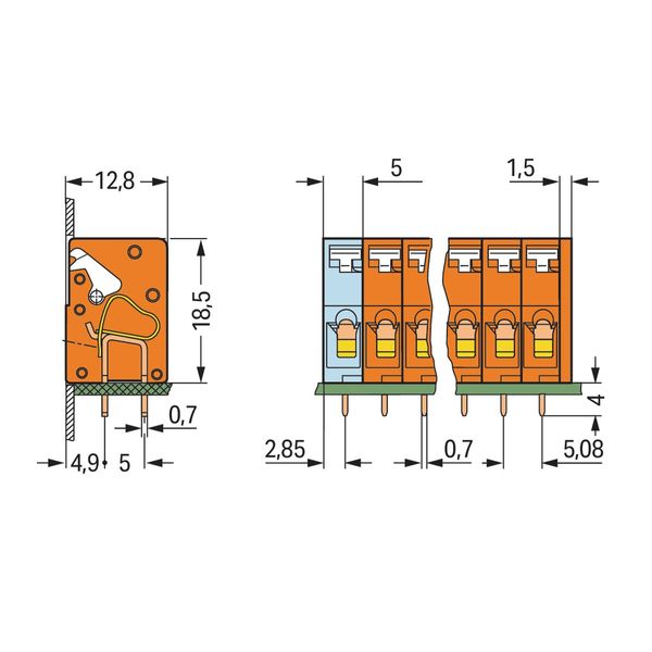 PCB terminal block push-button 2.5 mm² orange image 3