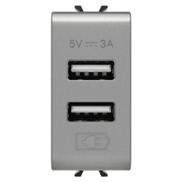 USB CHARGER - A+A TYPE - 3A - TITANIUM - 1 MODULE - CHORUSMART image 1