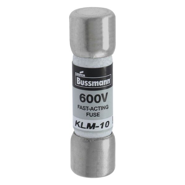 Eaton Bussmann series KLM fuse, 600 Vac, 600 Vdc, 10A, 100 kAIC at 600 Vac, 50 kAIC at 600 Vdc, Non Indicating, Fast acting, Ferrule end X ferrule end, Melamine tube, Nickel-plated bronze endcap image 17