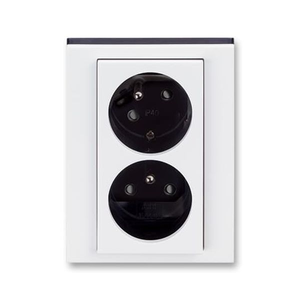 5513H-C02357 62 Double socket outlet with earthing pins, shuttered, with turned upper cavity ; 5513H-C02357 62 image 1