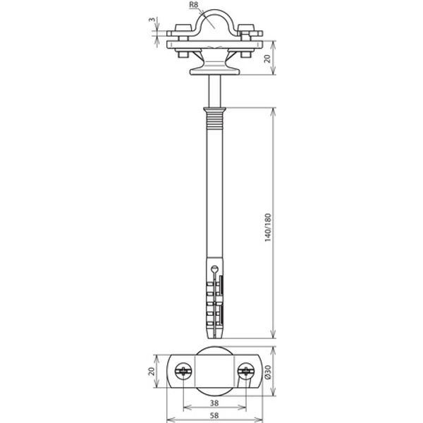 Rod holder with flange ZDC for Rd 16mm St/tZn with frame dowel 180mm image 2