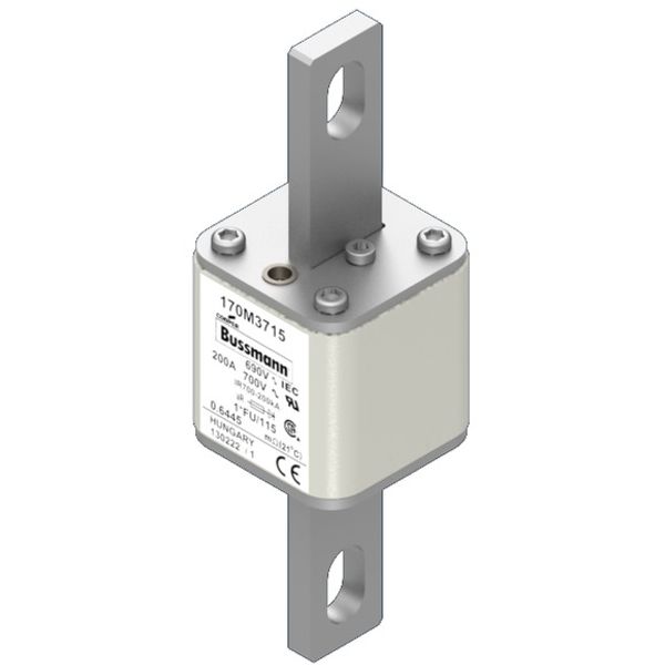 Fuse-link, high speed, 200 A, AC 690 V, compact size 1, 45 x 45 x 148 mm, aR, IEC, UL image 1