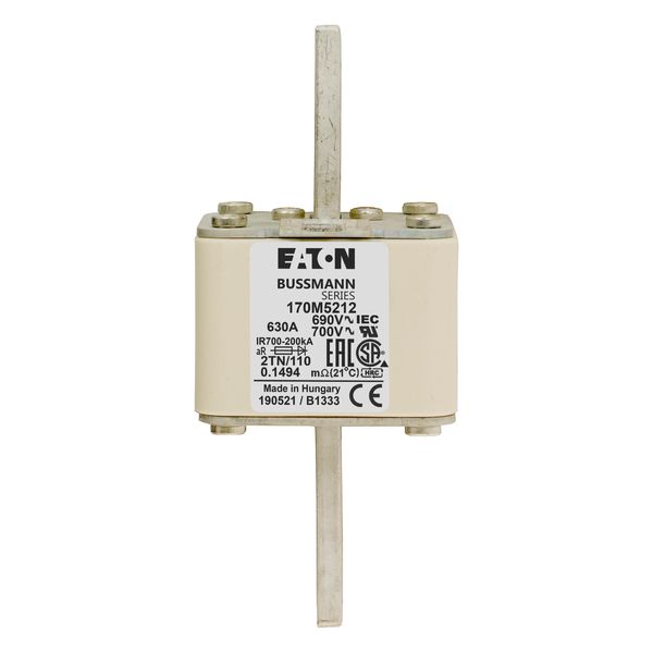 Fuse-link, high speed, 630 A, AC 690 V, DIN 2, 61 x 75 x 138 mm, aR, DIN, IEC, single indicator image 16