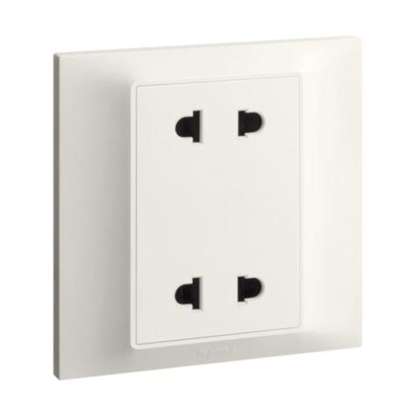 Belanko S - 1 gang 2X2P Euro/US socket outlet - Ivory image 1