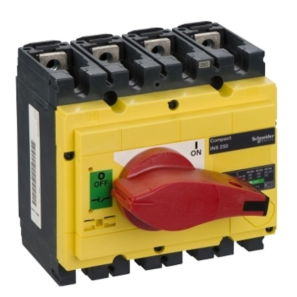 switch disconnector, Compact INS250 , 250 A, with red rotary handle and yellow front, 4 poles image 2