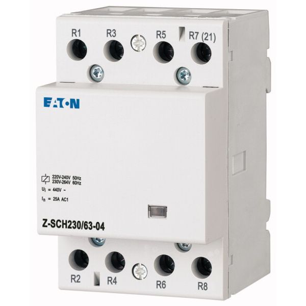 Installation contactor, 230VAC/50Hz, 4 N/C, 63A, 3HP image 1