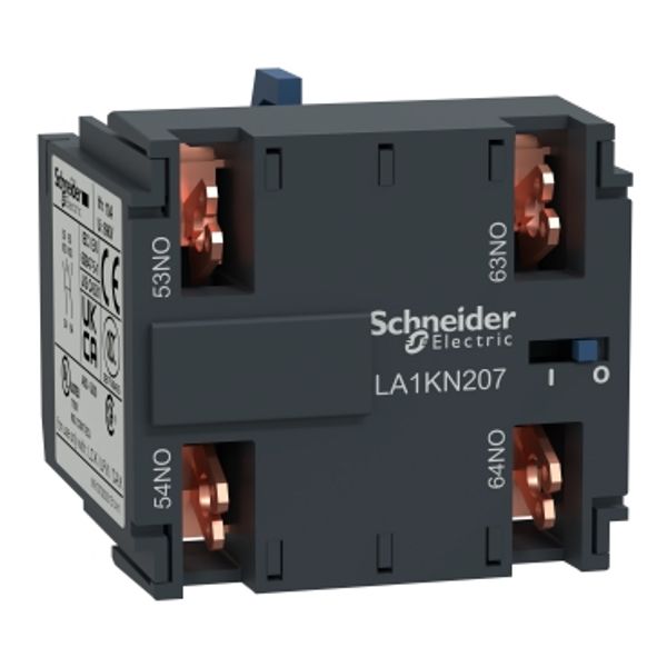 Schneider Electric LA1KN207 Picture  1  videos Auxiliary contact block, TeSys K, 2NO, front mounting, Faston terminals image 1