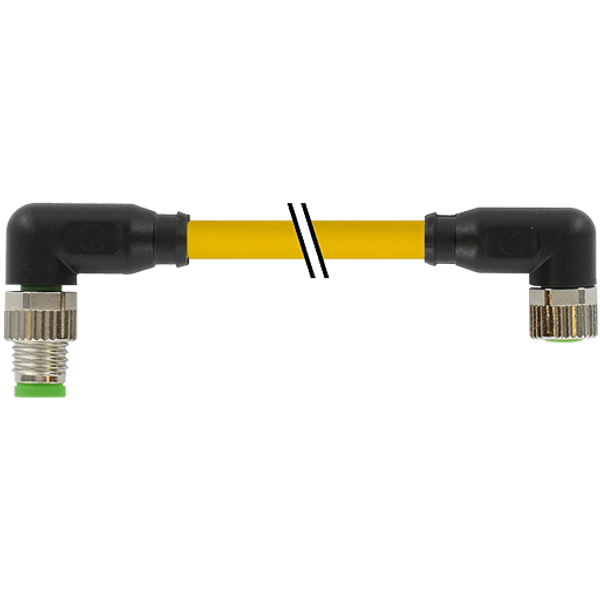 M8 male 90° / M8 female 90° A-cod. PUR 4x0.25 ye UL/CSA+drag ch. 2m image 1