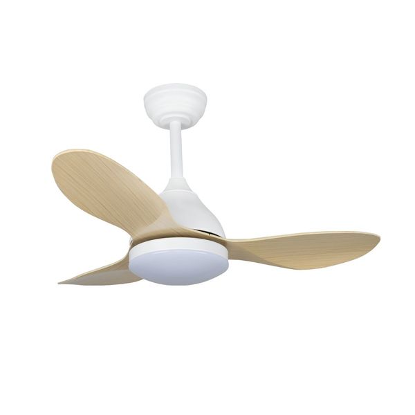 Dim LED DC Ceiling Fan Stel Mini CCT 20W 1900Lm White+Wood image 1