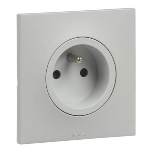 2P+E F/B socket with eclips Urbano screw terminals gray finish image 1