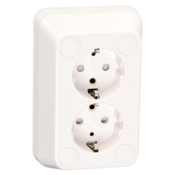 Robust - double socket outlet - 2P+E - surface - screwless - 16A - 250V - white image 3