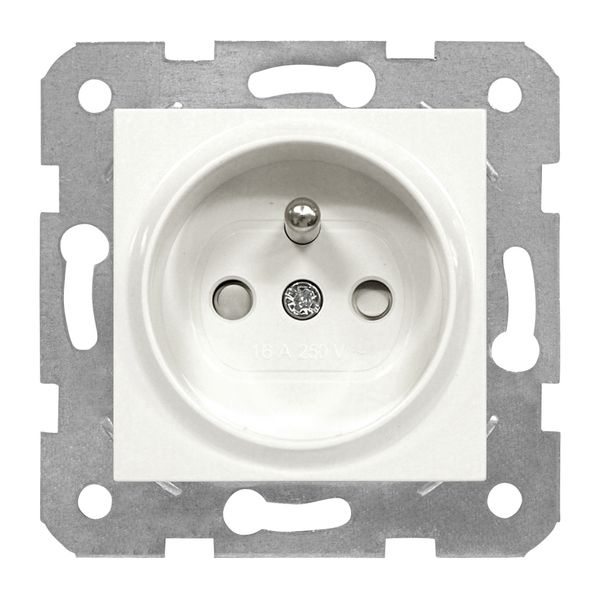 Pin socket outlet with safety shutter, screw clamps, white image 1