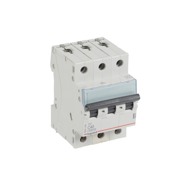 MCB TX³ 6000 - 3P - 400 V~ - 40 A - C curve - prong-type supply busbars image 1