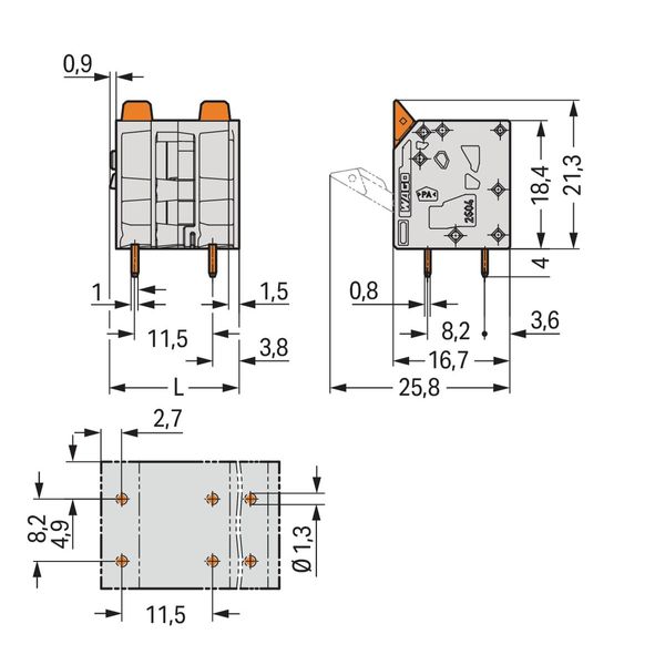 PCB terminal block lever 4 mm² gray image 3