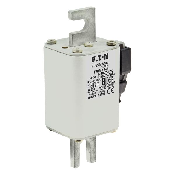 Fuse-link, high speed, 500 A, AC 1250 V, size 1, 53 x 69 x 138 mm, aR, DIN, IEC, single indicator image 20