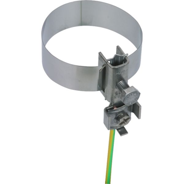 Earthing pipe clamp D 27-114mm with connection clamp 2 x 4-25mm² StSt image 1