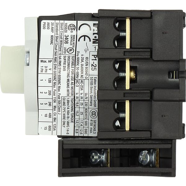 Main switch, P1, 25 A, rear mounting, 3 pole, 1 N/O, 1 N/C, Emergency switching off function, Lockable in the 0 (Off) position, With metal shaft for a image 31