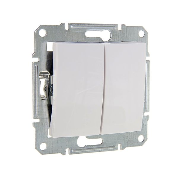 Sedna - 1pole 2-circuits switch - 10AX without frame white image 1