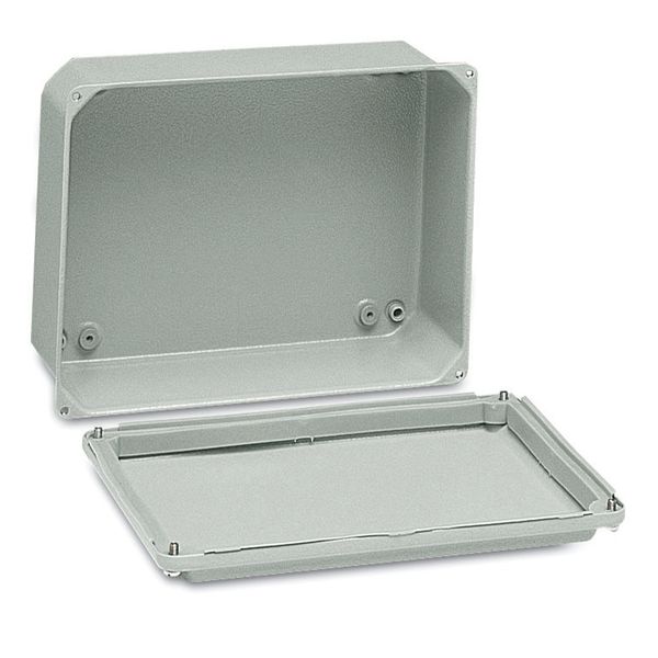 Metal industrial box - low plain cover - H155xW105xD61 - IP55 - grey RAL 7035 image 1