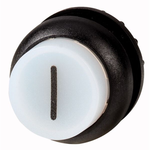 Illuminated pushbutton actuator, RMQ-Titan, Extended, momentary, White, inscribed 1, Bezel: black image 1