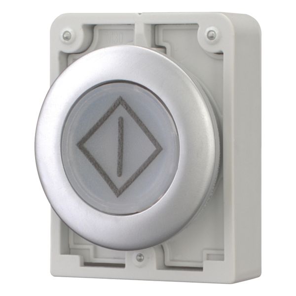 Illuminated pushbutton actuator, RMQ-Titan, Flat, momentary, White, inscribed, Metal bezel image 3