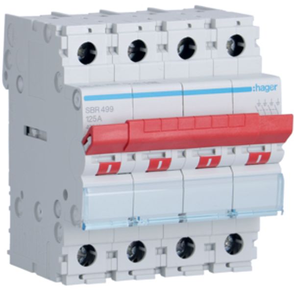 4-pole, 125A Modular Switch with Red Toggle image 1