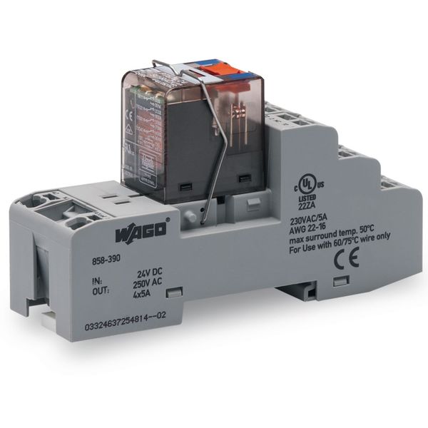 Relay module Nominal input voltage: 220 VDC 4 changeover contacts gray image 4