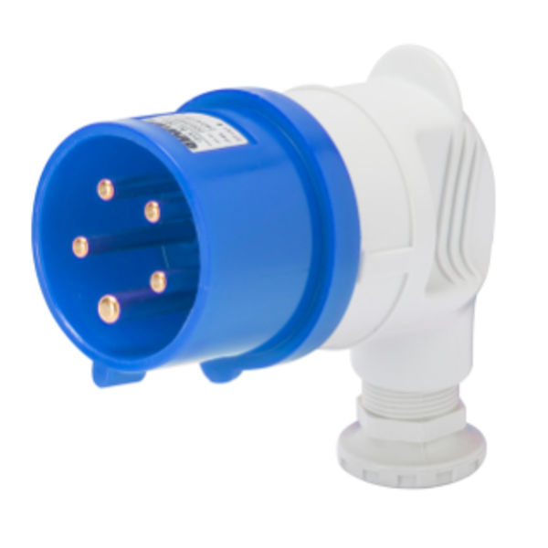 90° PLUG - IP44 - 3P+N+E 32A 200-250V 50/60HZ - BLUE - 9H - SCREW WIRING image 1