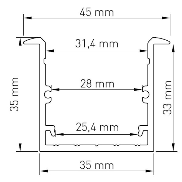 Aluminium profile CLI L-2000mm W-45mm H-35mm image 3