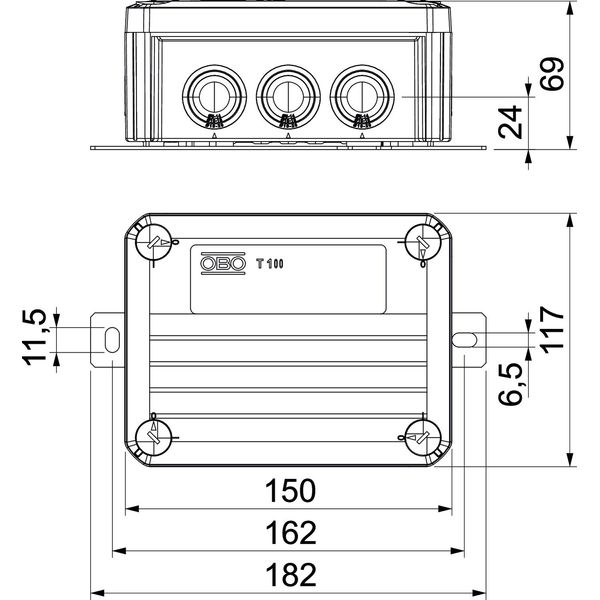 T100ED 06A2F Junction box for function maintenance 150x116x67 image 2