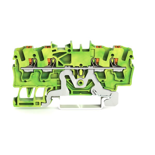 4-conductor ground terminal block with push-button 2.5 mm² green-yello image 1