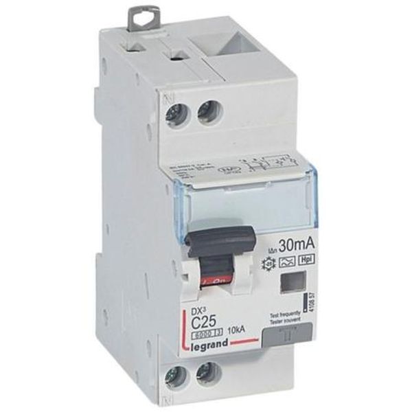 Monoblock differential circuit breaker DX³6000 10kA high inlet and low outlet U+N screw 230V~ - 25A - typeF 30mA image 1